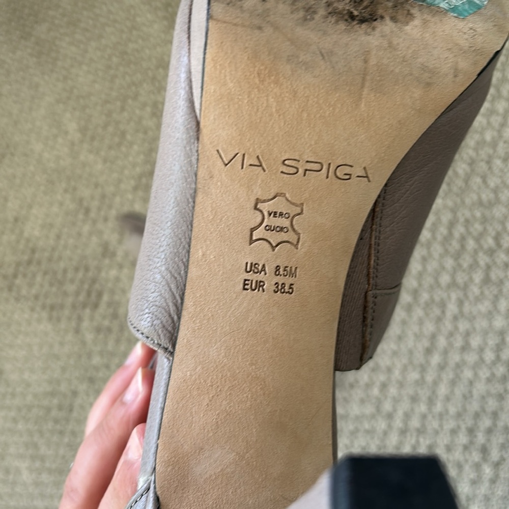 Via Spiga Chic Taupe Open-Toe Heels - Picture 6 of 10